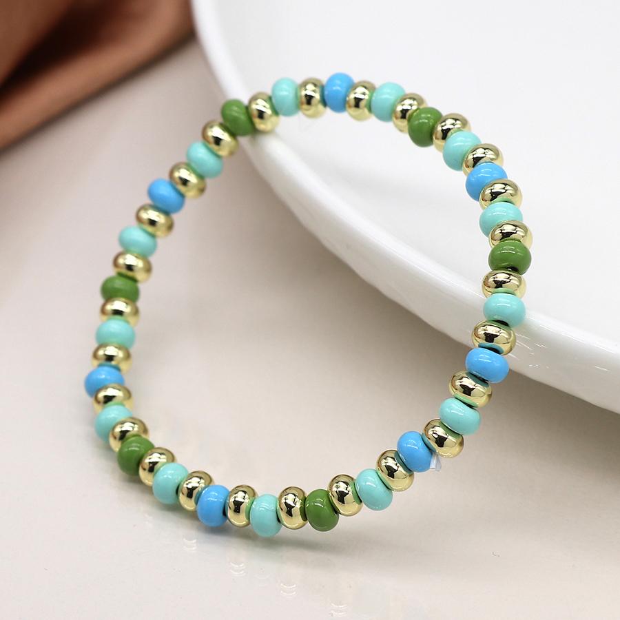 Golden, blue and green mix bracelet