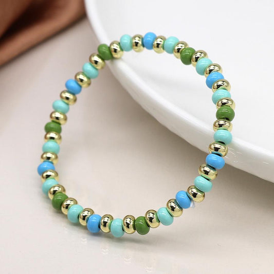 Golden, blue and green mix bracelet
