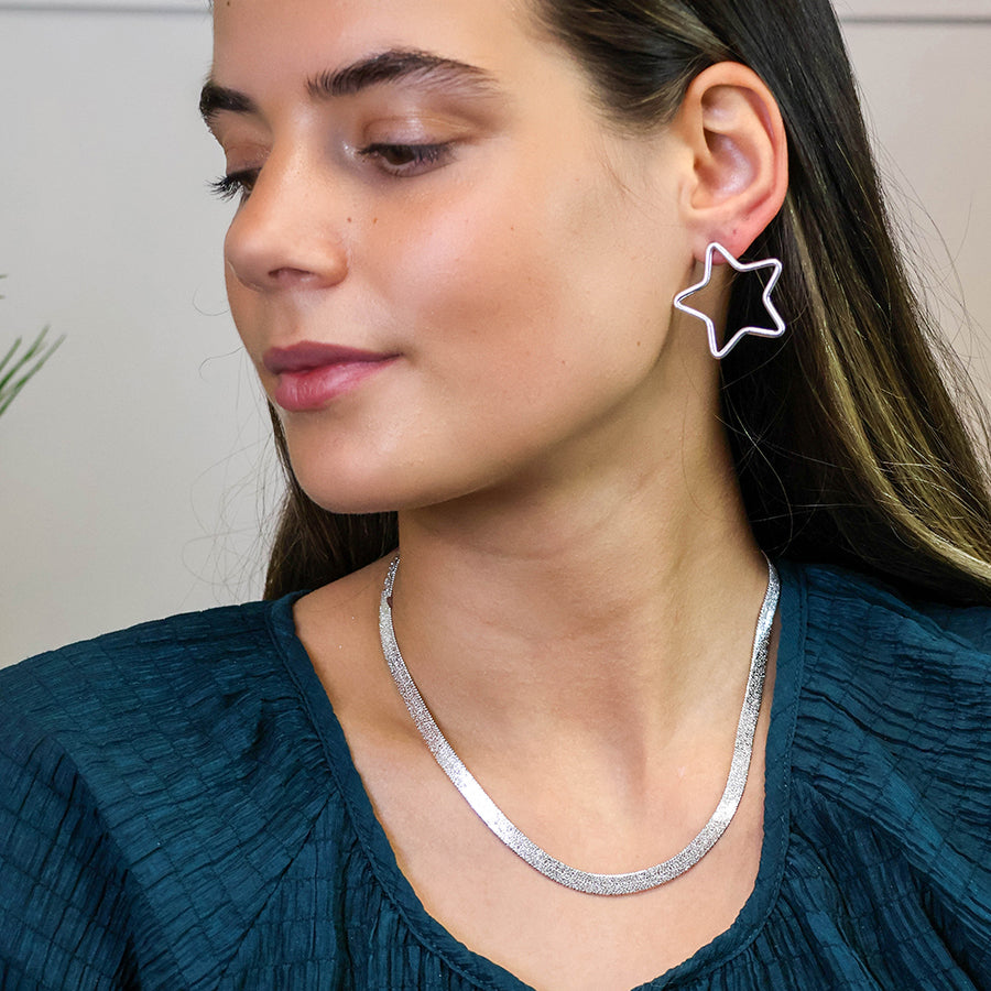 Silver plated liquid chain necklace