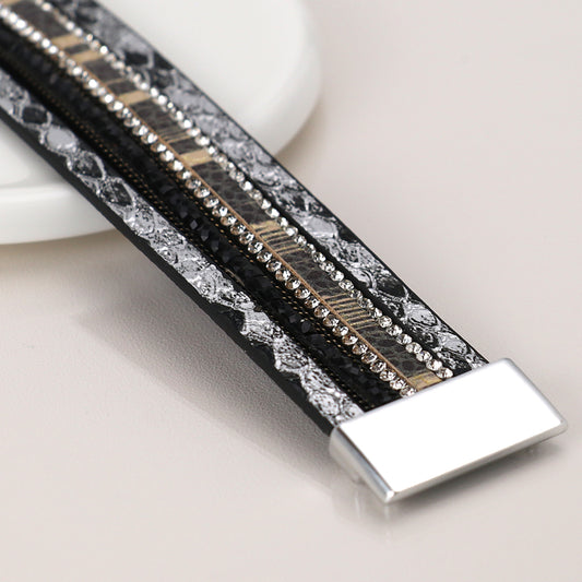 Black and grey mix faux snakeskin bracelet