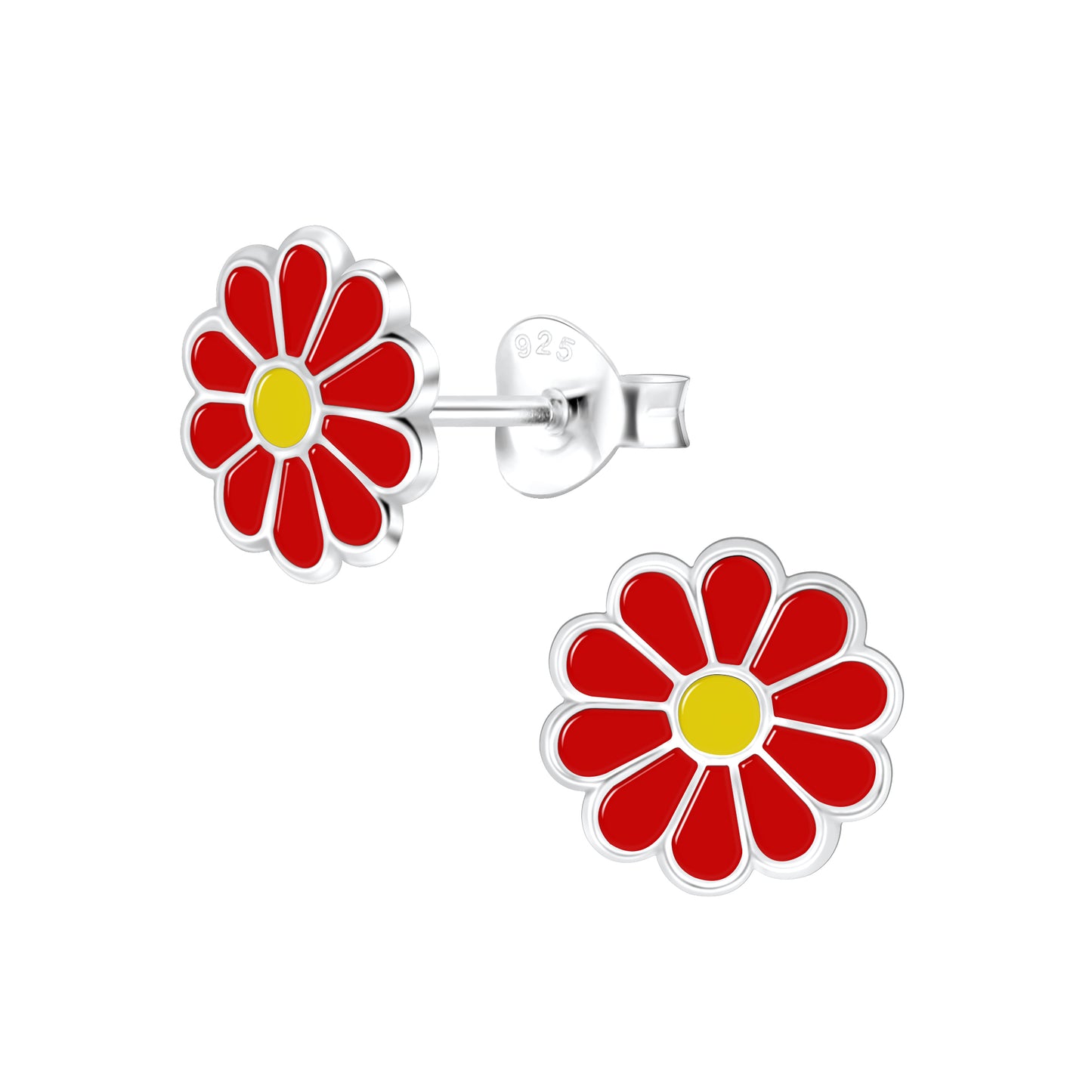 Red Daisy Stud Earrings