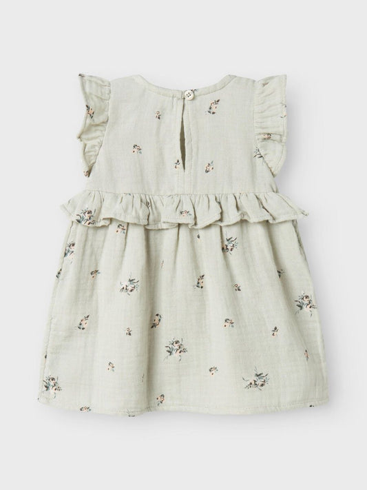 ORGANIC COTTON DRESS- Sea grey floral