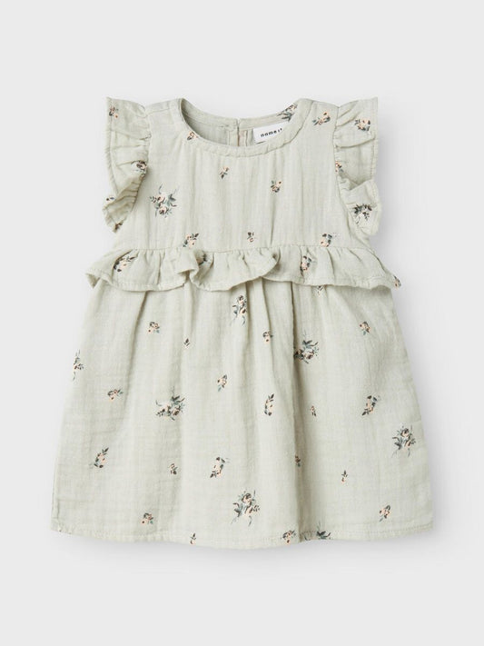 ORGANIC COTTON DRESS- Sea grey floral