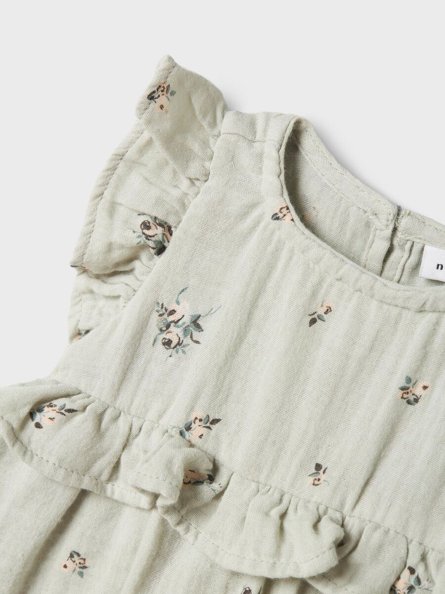 ORGANIC COTTON DRESS- Sea grey floral
