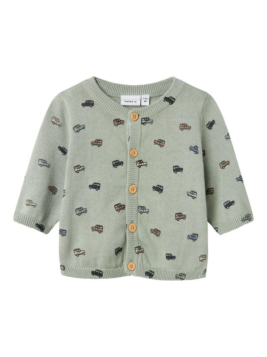 ORGANIC COTTON KNITTED CARDIGAN Aqua Gray