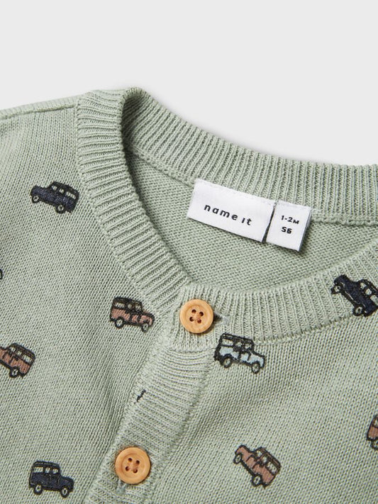 ORGANIC COTTON KNITTED CARDIGAN Aqua Gray