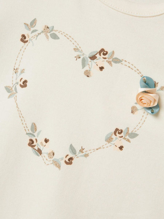 ORGANIC COTTON TOP - Heart rose