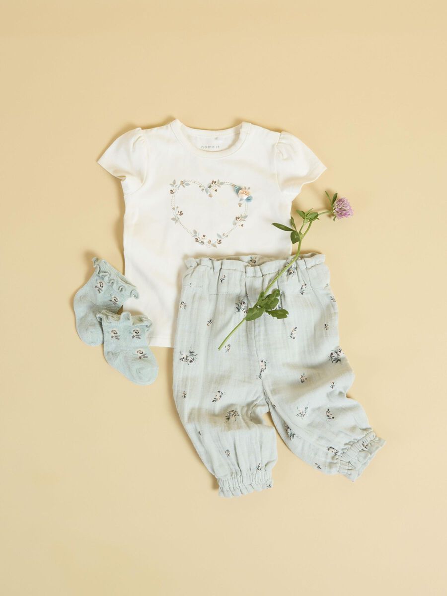 ORGANIC COTTON TOP - Heart rose