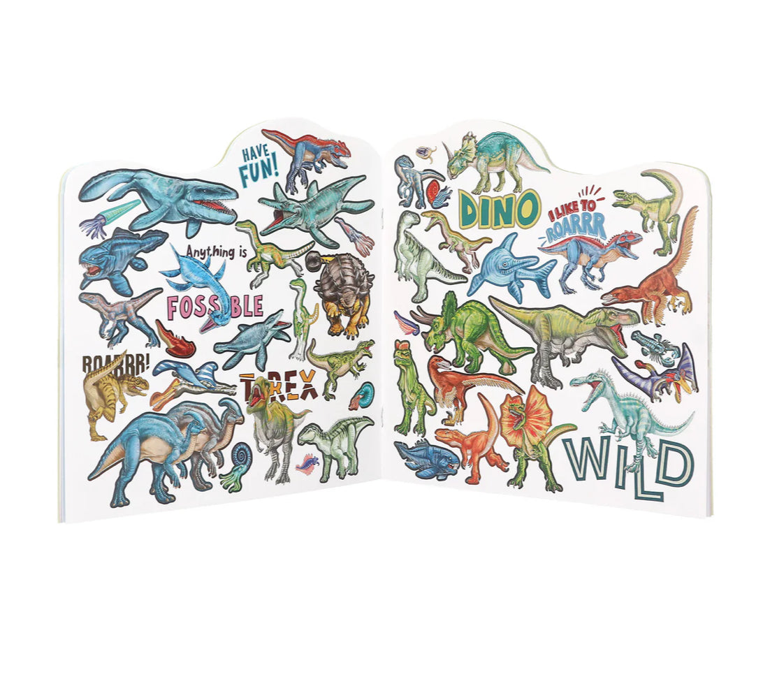 Dino World Stickers and Colouring Book