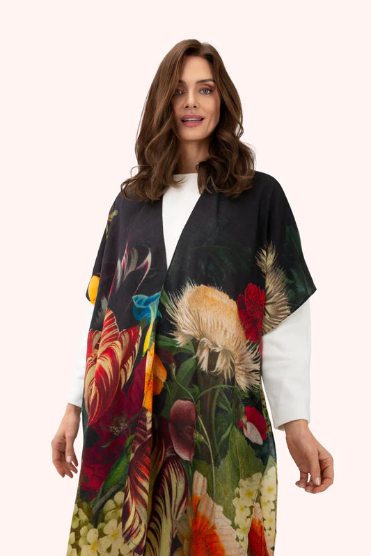 WOOL WRAPAROUND - OPULANT FLORALS, CHOCOLATE