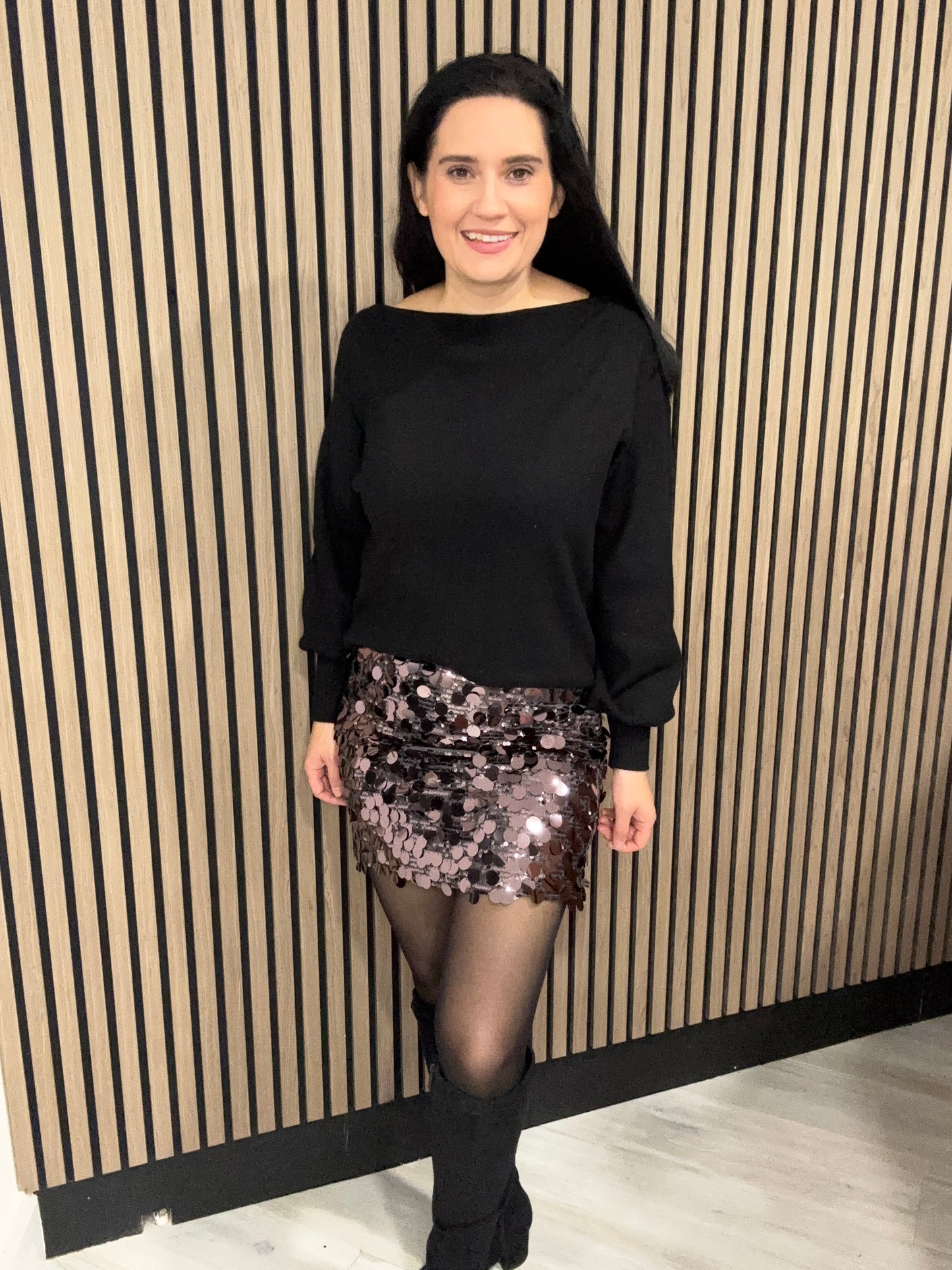 Kelly sequin skirt - brown/gunmetal