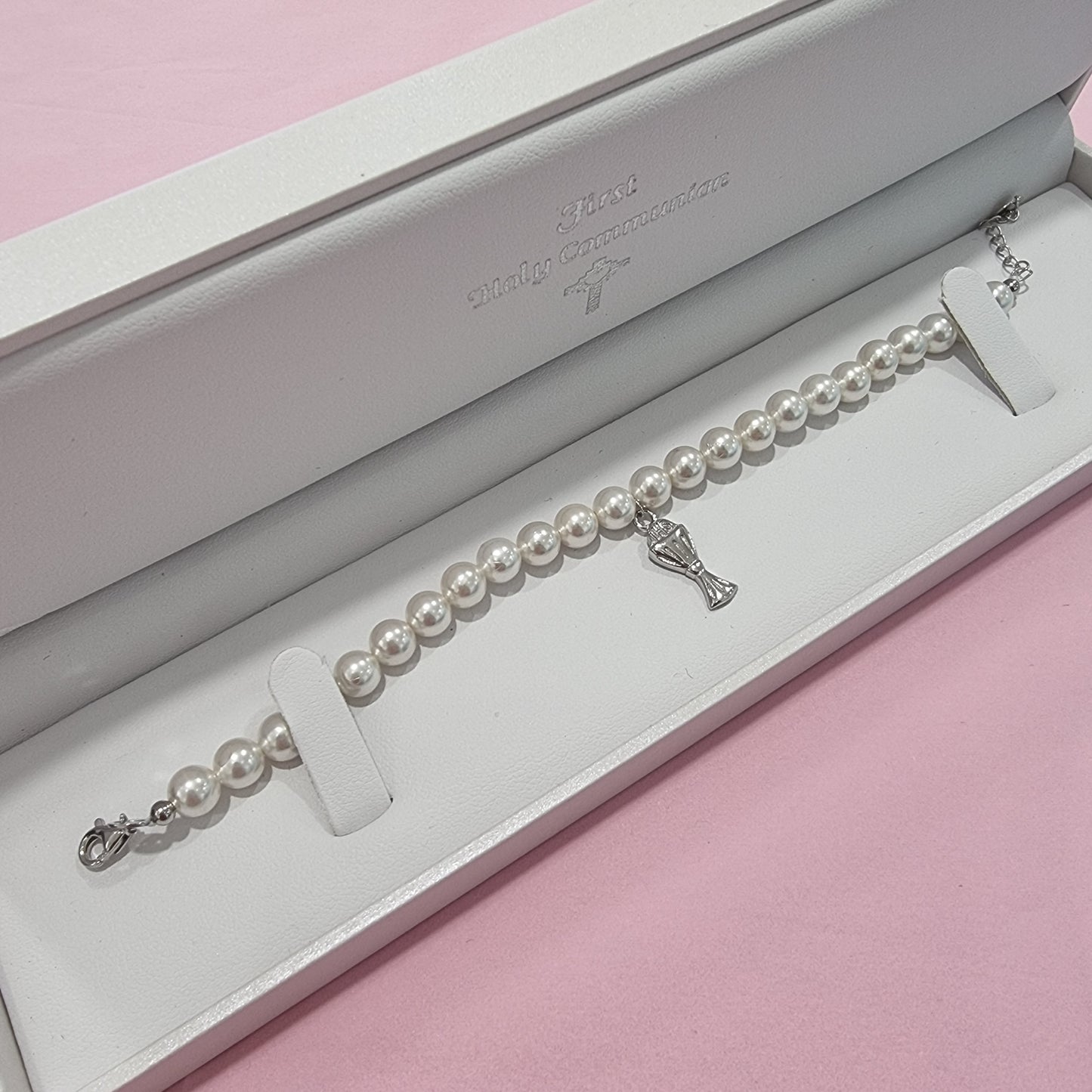 Stirling Silver pearl chalice bracelet