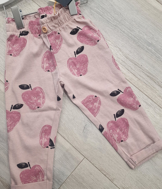 Pink apple print trousers