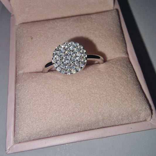 Silver dimante disc ring R2263