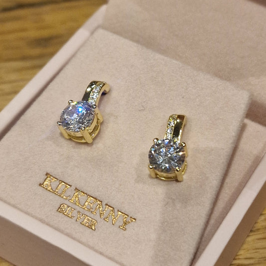 Stone drop gold earrings