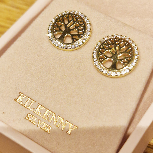 TREE OF LIFE GOLD STUD EARRING E1930