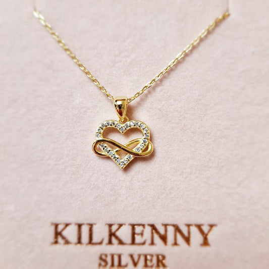 Elegant Heart Infinity Necklace – Yellow Gold
