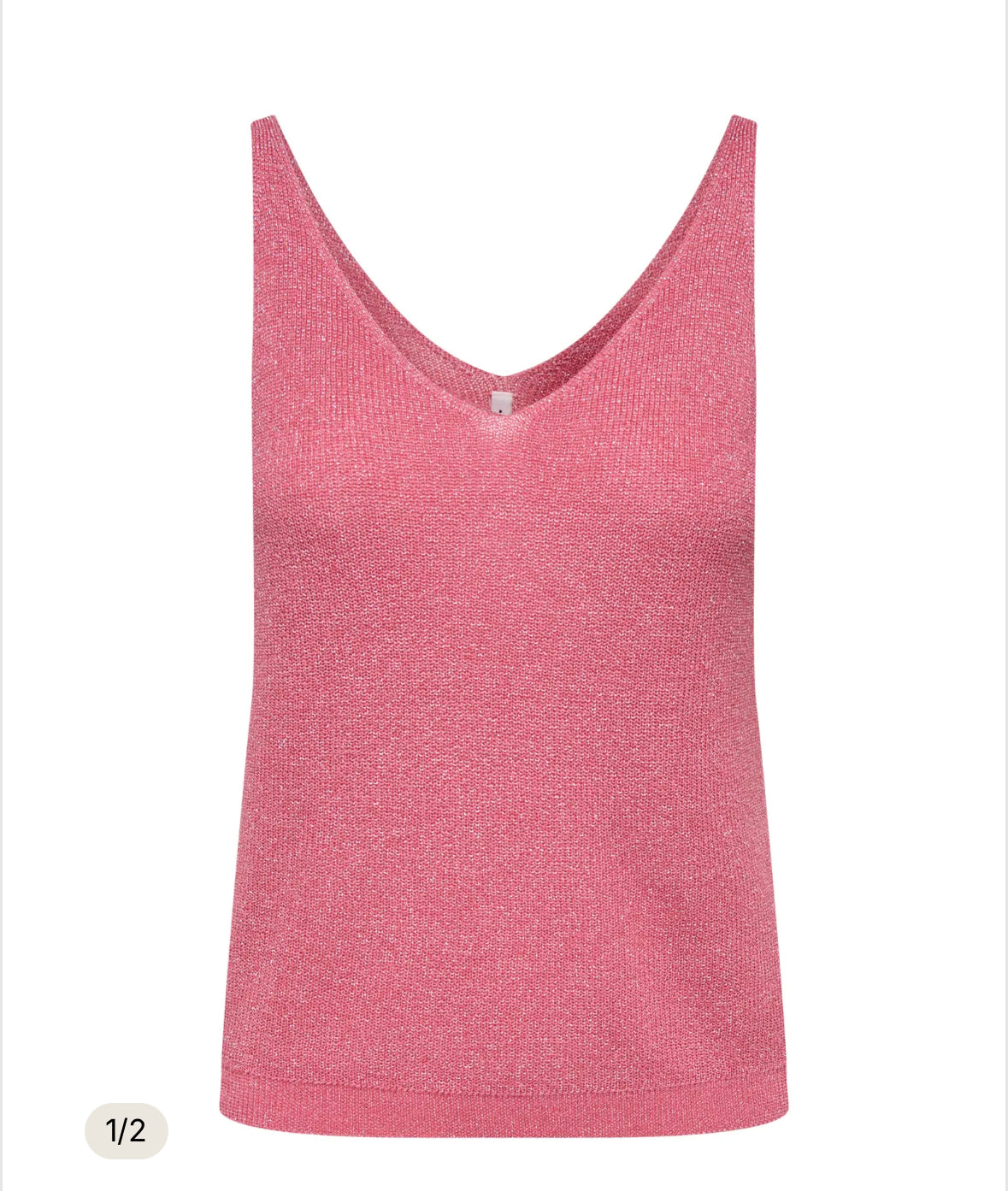 15322379 Knit Glitter Top Camellia Rose/ Silver