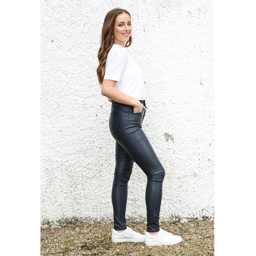 Edwina Leather Look Jean Navy