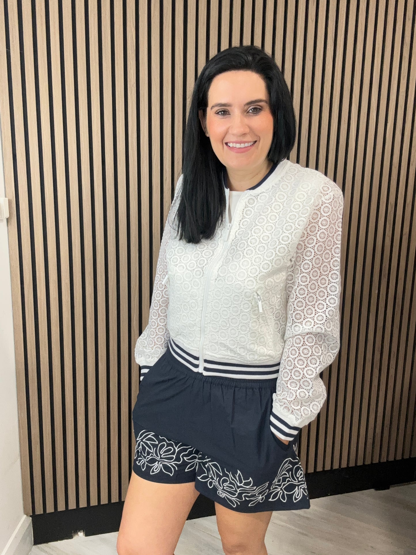 Krista Lace Mix Knit Bomber