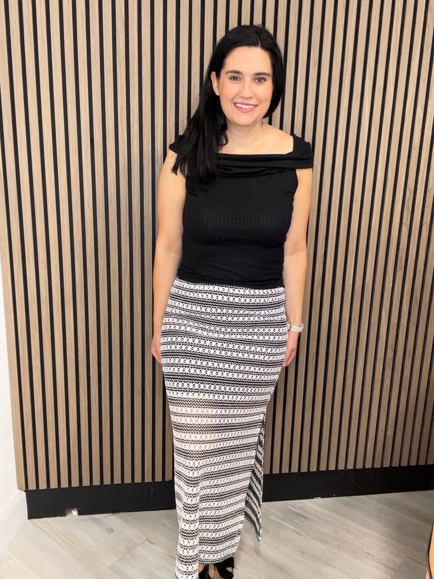 Judith black and cream crochet skirt