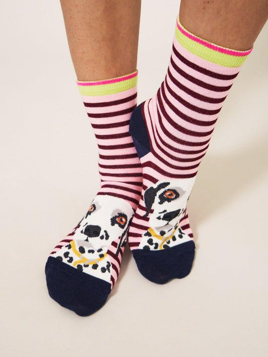 DALMATIAN STRIPE ANKLE SOCK
IN PINK MULTI