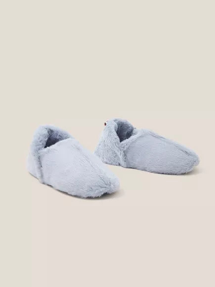 FAUX FUR SLIPPER IN LIGHT BLUE
