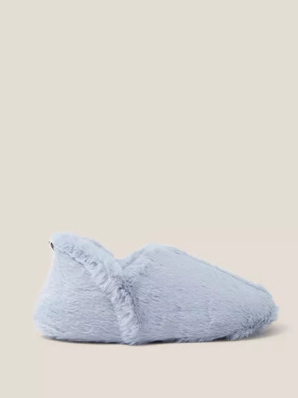 FAUX FUR SLIPPER IN LIGHT BLUE