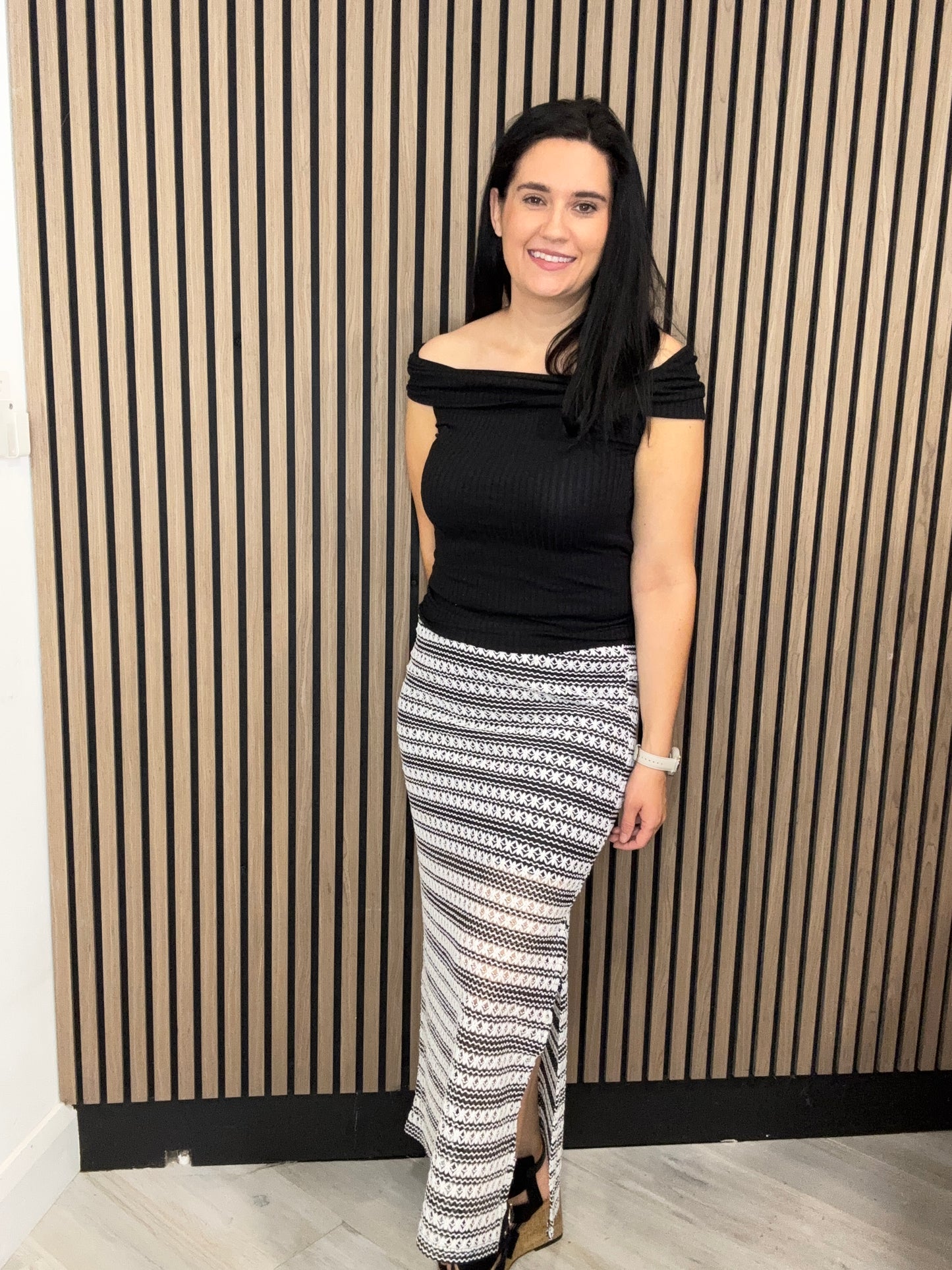 Judith black and cream crochet skirt