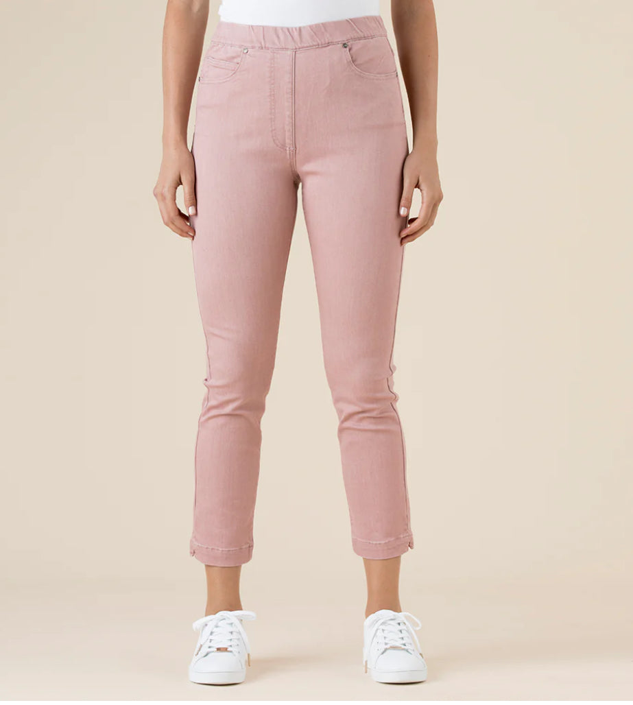 PINNS Soft Pink Denim 508C Stretch Pull Up Crop Trouser