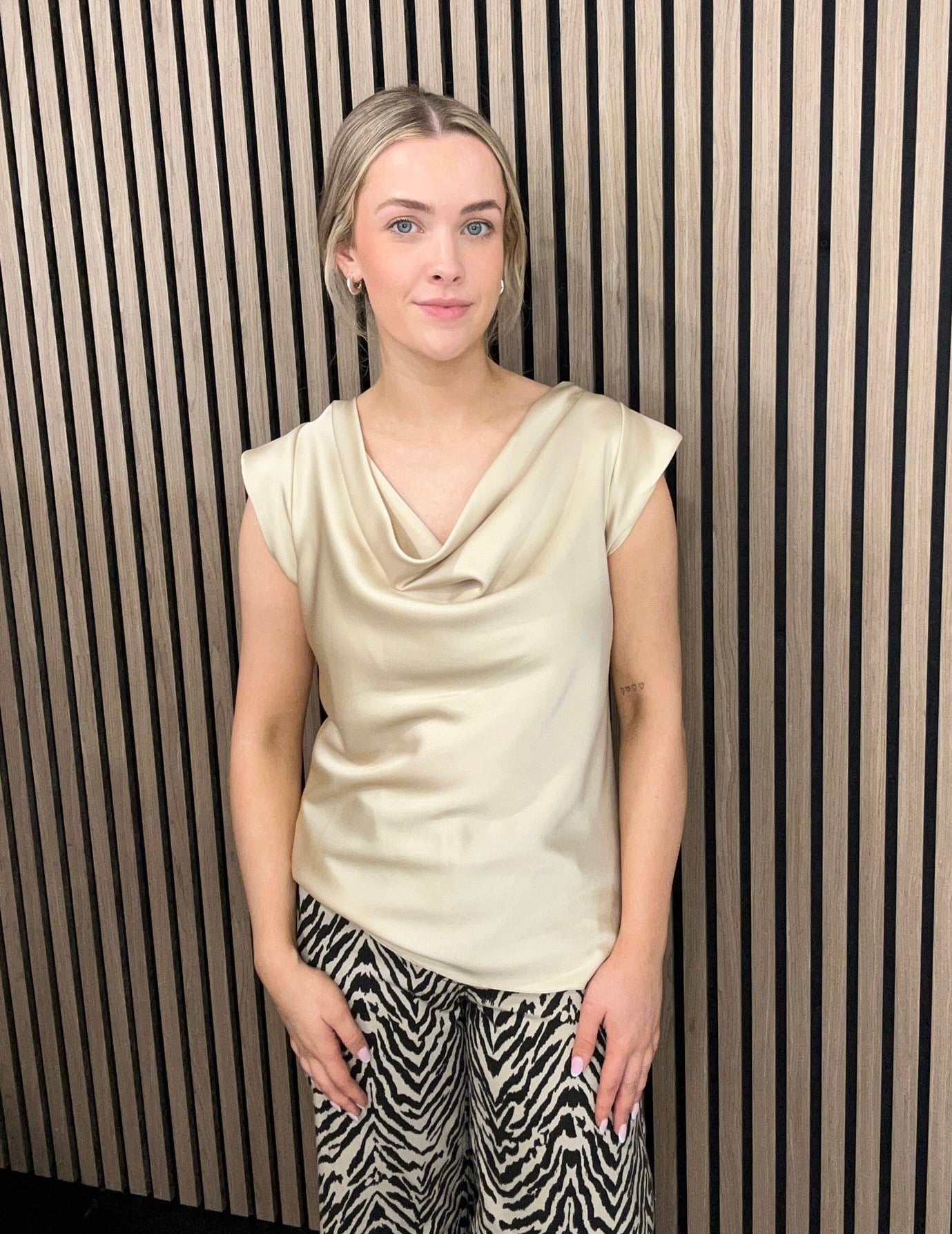 Dora Top - Champagne Cowl Neck