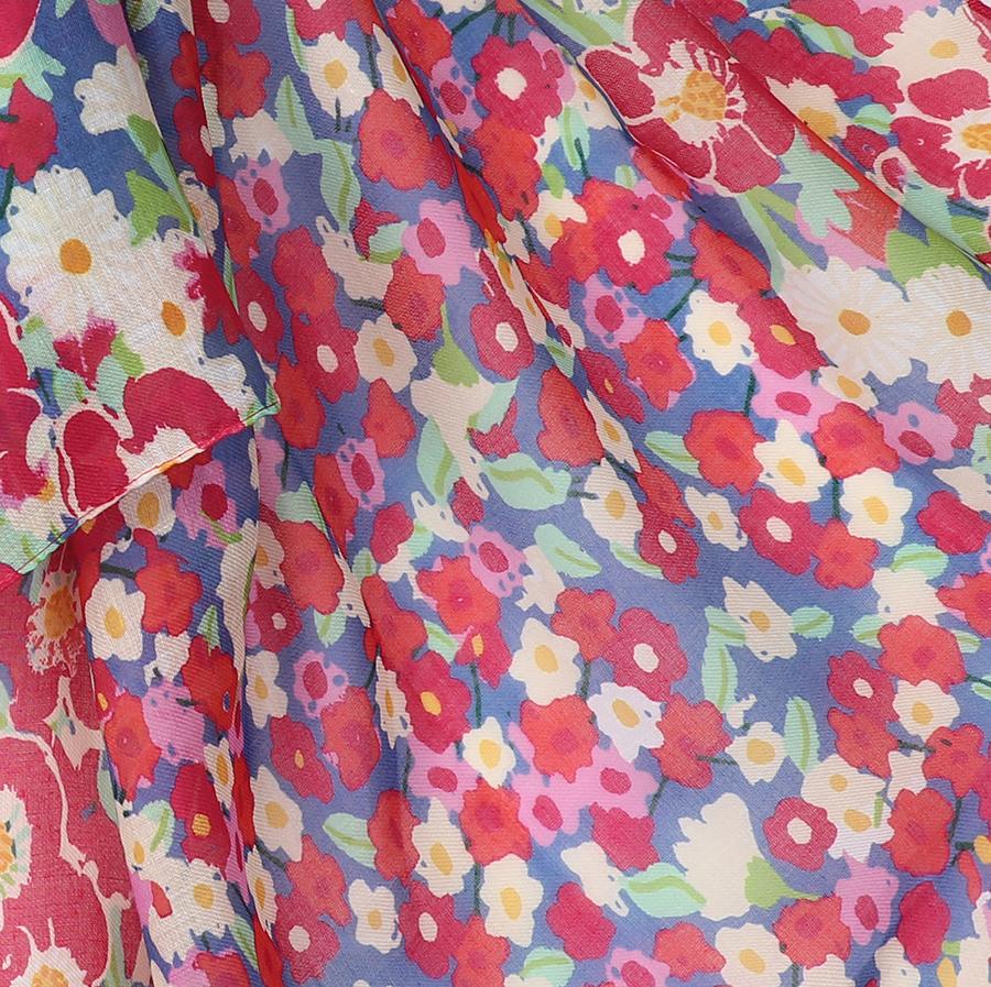 Red mix recycled blend painted floral print scarf 52861