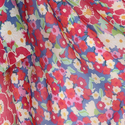 Red mix recycled blend painted floral print scarf 52861