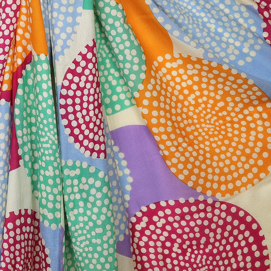 Bamboo scarf with blue and pink dotty circle print 52892