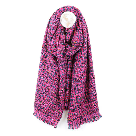 Vibrant pink mix woven texture scarf