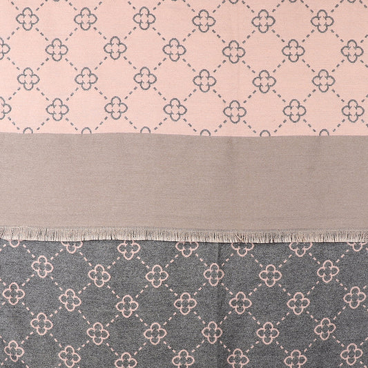 Soft pink mix quatrefoil repeat jacquard scarf