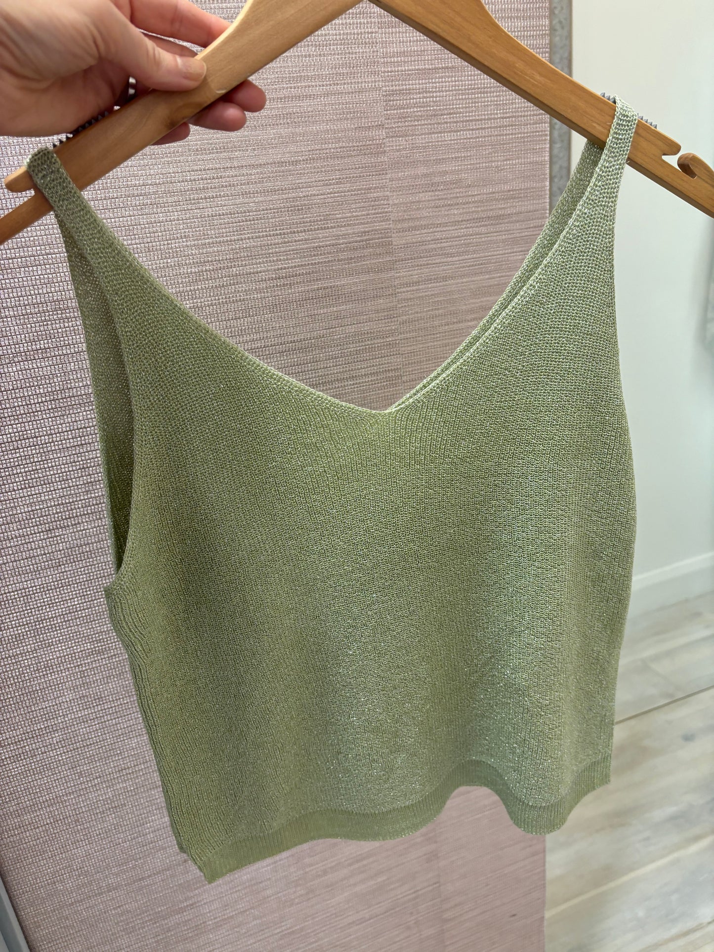 15322379 Knit Glitter Top Camellia Pearl/Silver