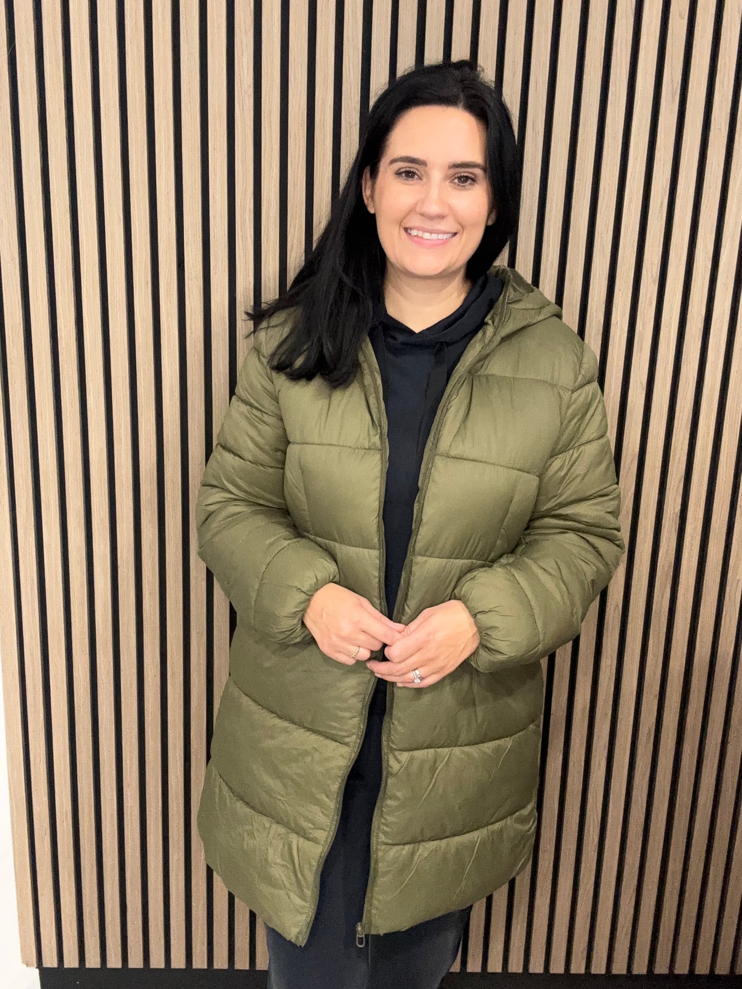Myra Coat - long padded ivy green
