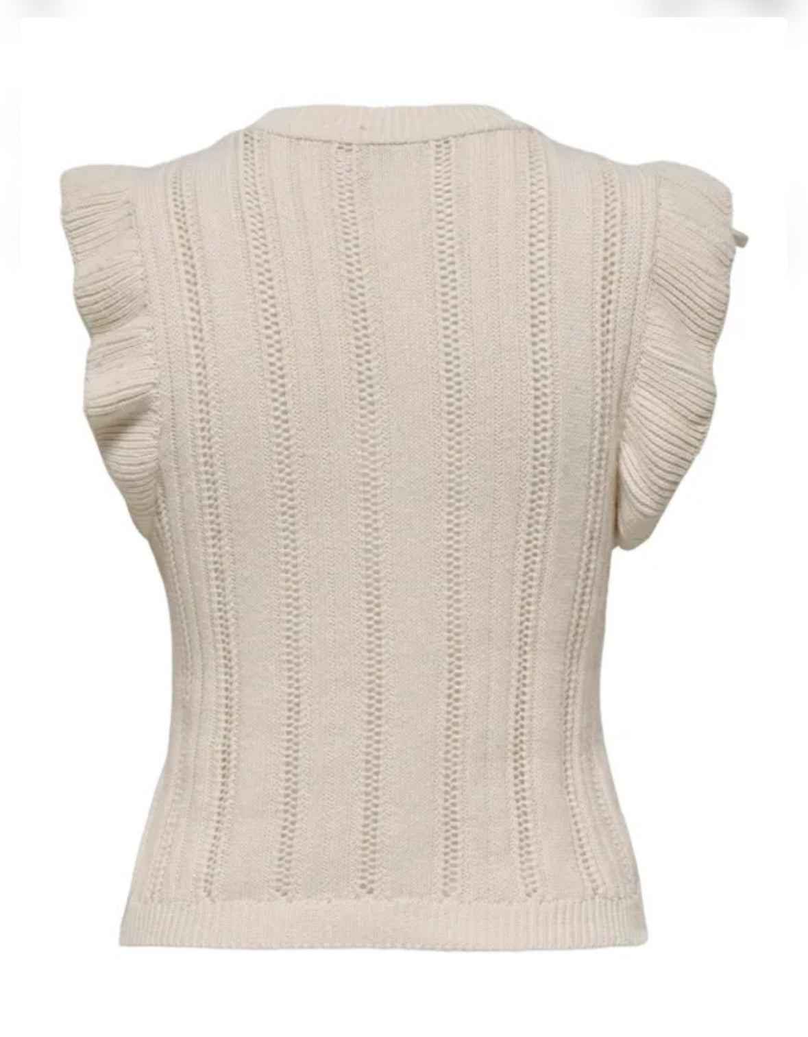 Knit Frill Bling Top - Ecru