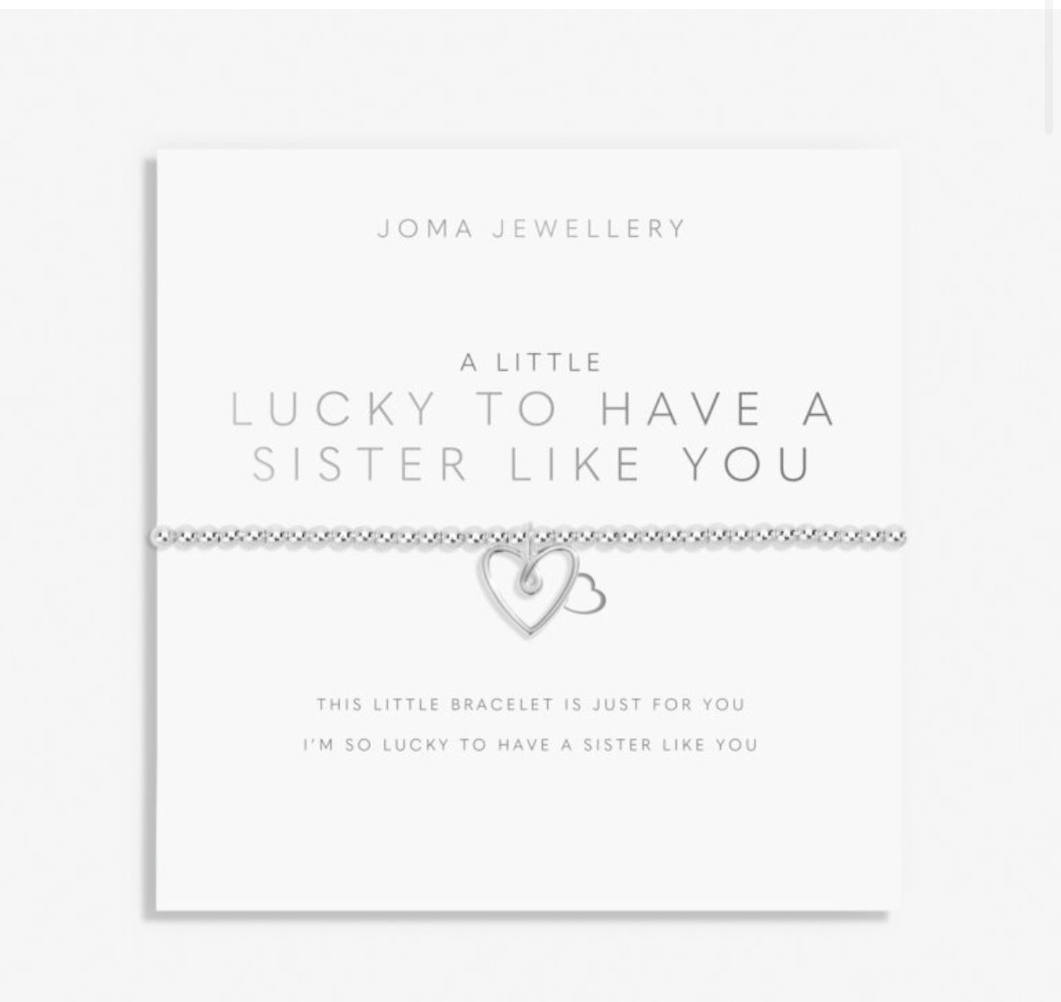 A Little 'Lucky To Have A Sister Like You' Bracelet In Silver Plating
