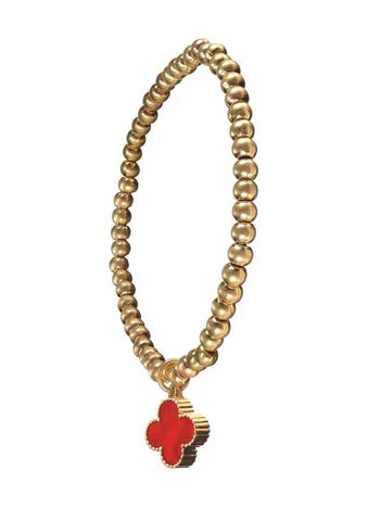 SC281 Byzantine Cross Charm Bracelet in Worn Gold with Rouge