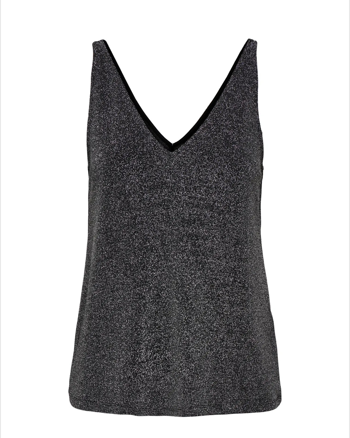 Lauren Glitter V Neck - Black Silver Filli