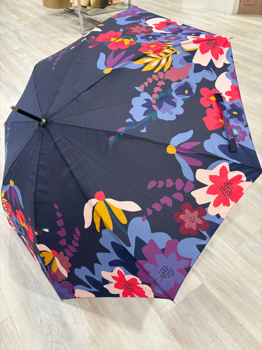 35017 Navy Tropical floral POM umbrella