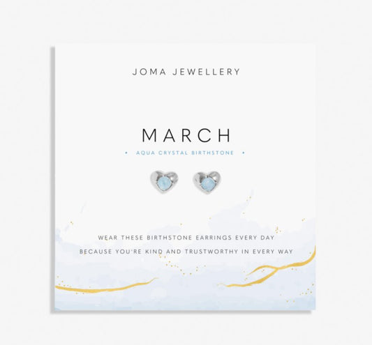 Birthstone A Little 'March' Earrings In Silver Plating Aqua Crystal
