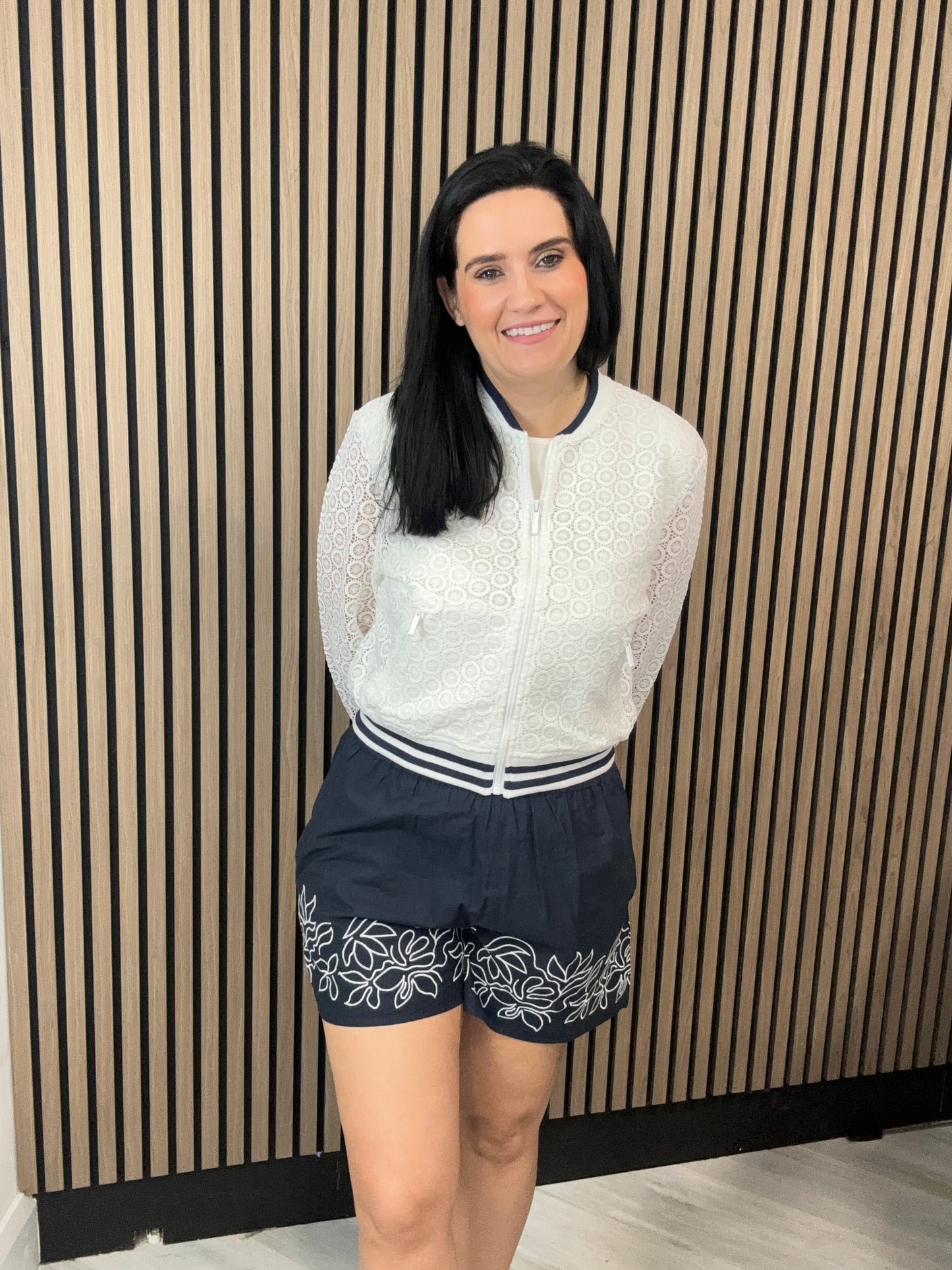 Krista Lace Mix Knit Bomber