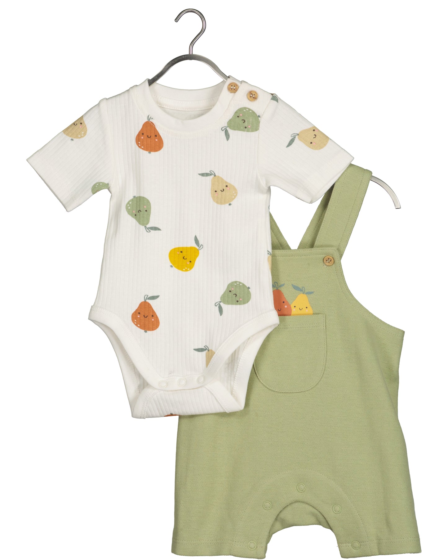 Khaki organic fruits 2 PC dungarees set