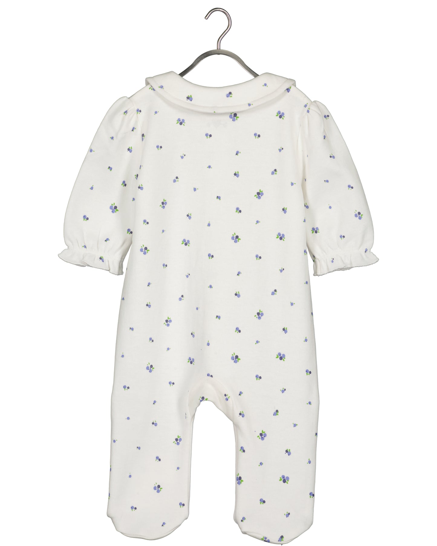 White baby romper blue flowers