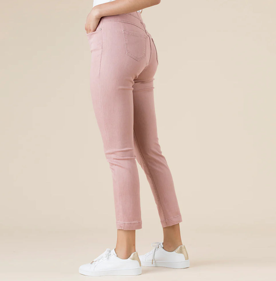 PINNS Soft Pink Denim 508C Stretch Pull Up Crop Trouser