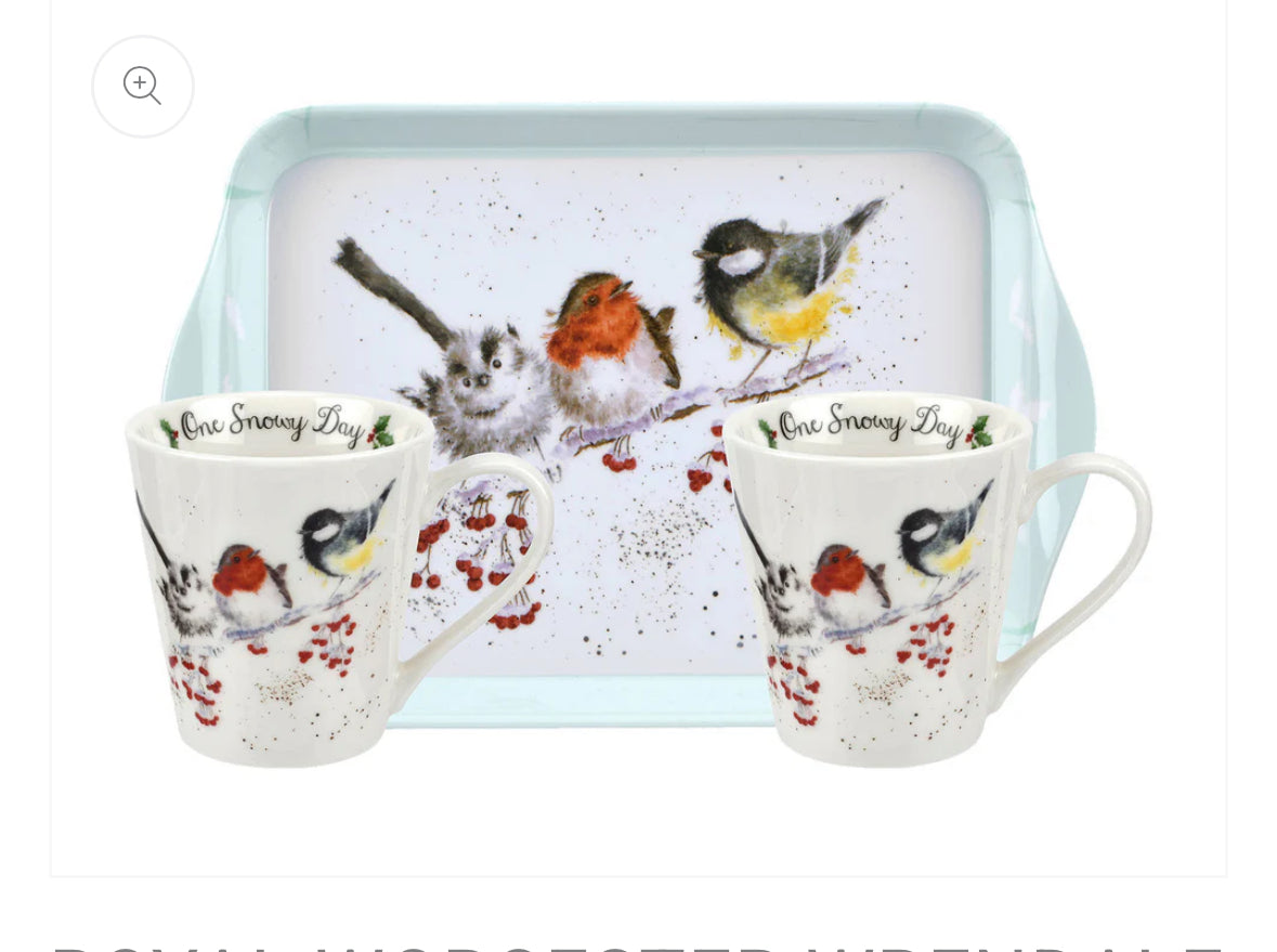 WRENDALE MUG & TRAY SET - ONE SNOWY DAY / BIRDS