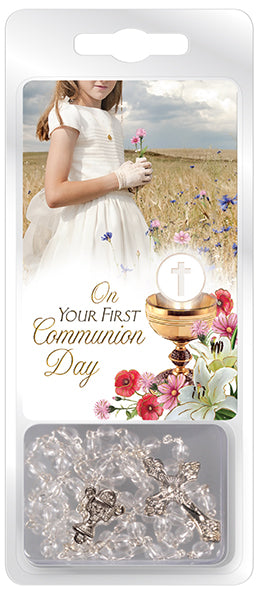Communion Glass Rosary/Crystal/Leaflet